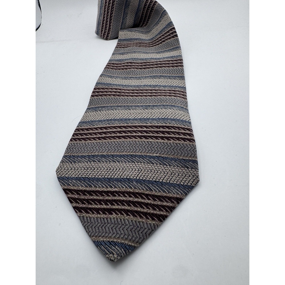 Vintage 1980s Henry Grethel 100% Imported Silk - Striped Herringbone Pattern - Picture 7 of 7